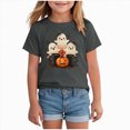 thumbnail image 1 of KPOPLK Toddler Halloween Shirt Baby Girls Ghost Pumpkin Tshirts Kids Fall Spooky Season Short Sleeve Tee Tops Size 2-3 Years,Grey, 1 of 5