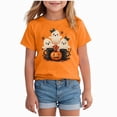 thumbnail image 1 of KPOPLK Toddler Halloween Shirt Baby Girls Ghost Pumpkin Tshirts Kids Fall Spooky Season Short Sleeve Tee Tops Size 4-5 Years,Orange, 1 of 5
