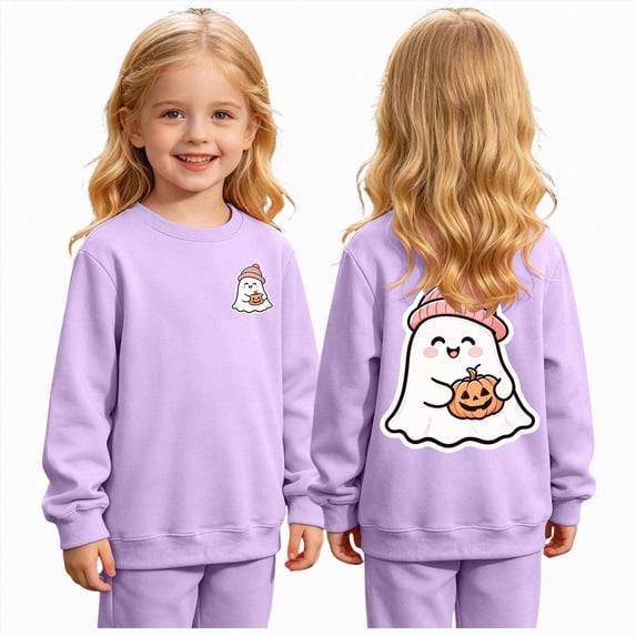 KPOPLK Toddler Halloween Shirts Baby Boy Girls Pumpkin Tshirts Kids Fall Long Sleeve Tee Tops Children Gift(7-8 Years,Purple)