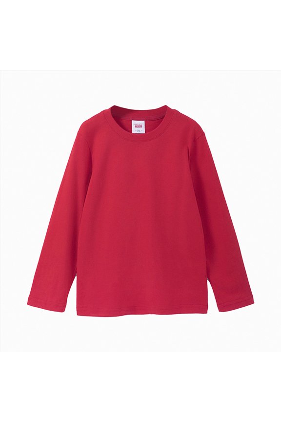 Toddler Kids Boys Girls Long Sleeve Basic Inside T Shirt Casual Tees Shirt Tops Solid Cloths(12-18 Months,G331-Red)