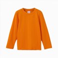 thumbnail image 1 of KPOPLK Toddler Kids Boys Girls Long Sleeve Basic Inside T Shirt Casual Tees Shirt Tops Solid Cloths(6-7 Years,G329-Orange), 1 of 3