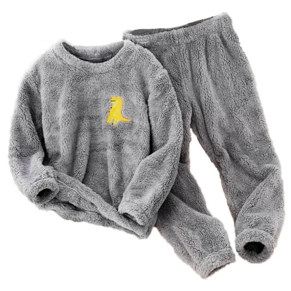 KPOPLK Toddler Kids Boys Girls Winter Long Sleeve Cartoon Prints Fleece Tops Pants2PCS Outfits Clothes Set baby boy toddler clothes(Grey,3-4 Years)