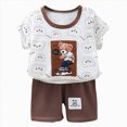 thumbnail image 1 of KPOPLK Toddler Kids Girl Boy Summer Outfits 2 Piece Cute Print Short Sleeve Crewneck T-Shirt Tee Casual Shorts Sets Clothes Size 3-4 Years,Coffee, 1 of 6