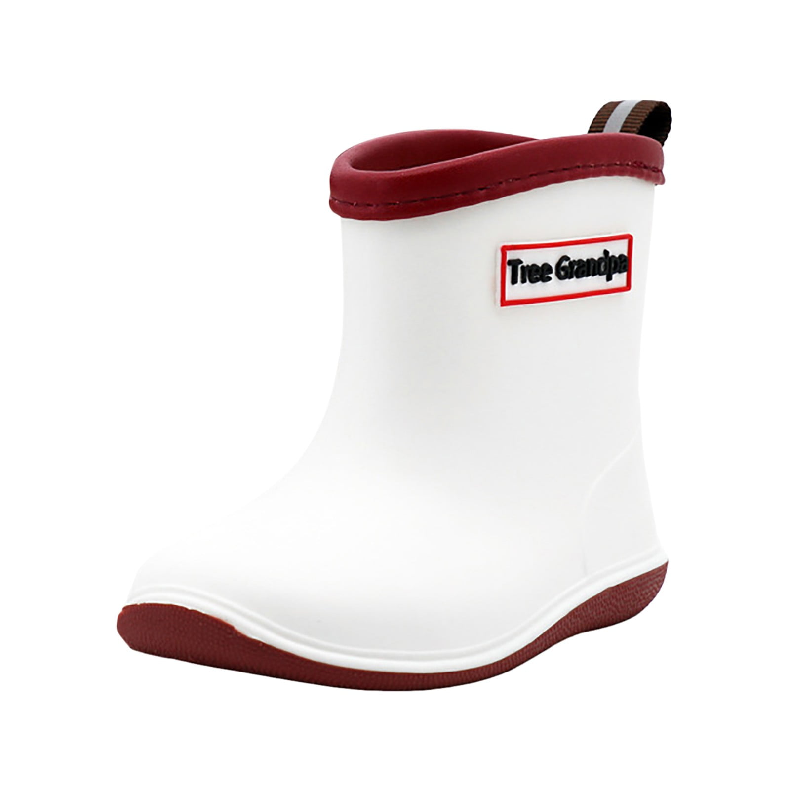 KPOPLK Toddler Rain Boots Baby Rain Boots Short rain Boots for Toddler Easy-on Lightweight and Waterproof(13,F20-Brick Red)