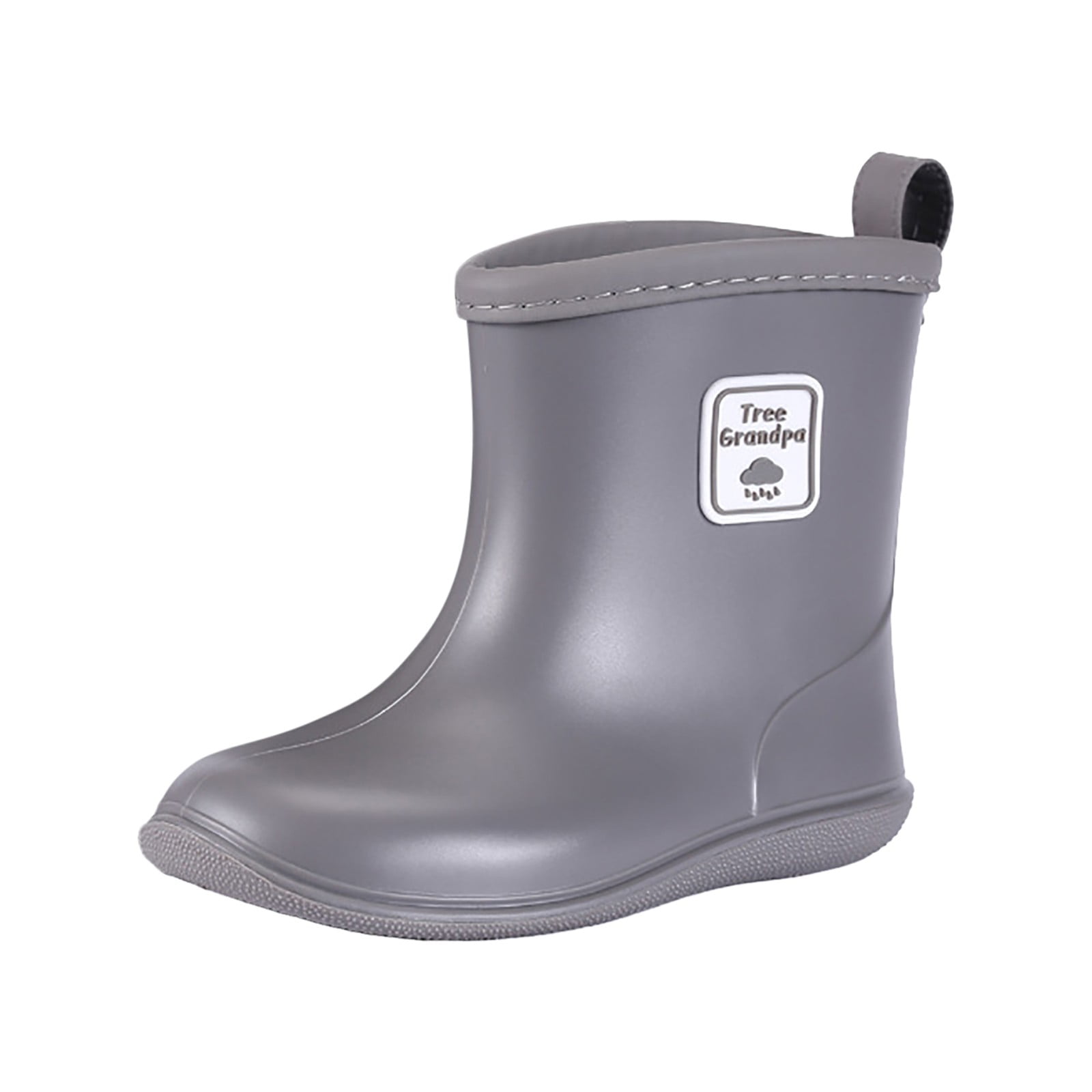 KPOPLK Toddler Rain Boots Baby Rain Boots Short rain Boots for Toddler Easy-on Lightweight and Waterproof(13,F21-Grey)