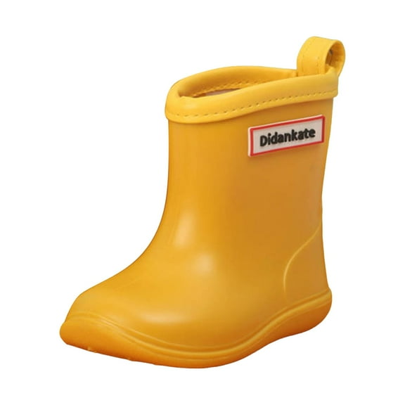 KPOPLK Toddler Rain Boots for Boys and Girls Waterproof Rubber Kids Rain Boots with Easy on Handles All-season Outdoor Shoes(9,F15-Yellow)