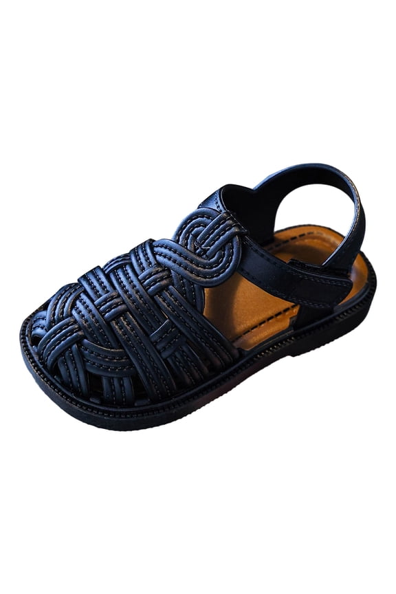 Toddler Sandals Girls Sandals – Kids Open Toe Water Sport Outdoor Summer Beach Shoes with Hook Loop Size 8,Black