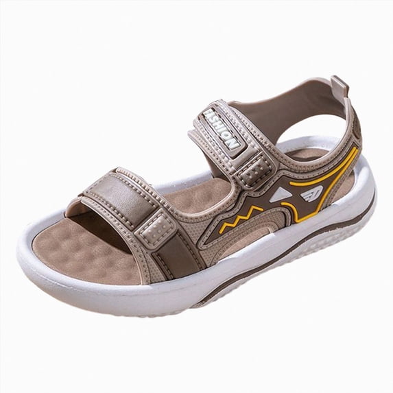 KPOPLK Toddler Sandals with Adjustable Straps Non-Slip Water Shoes for Boys & Girls Breathable Mesh Baby Walking Sandals for Pool Size 9.5,Khaki