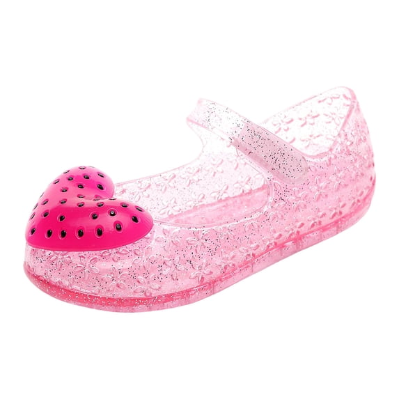 KPOPLK Toddler Sandles Girls Jelly Sandals Rubber Sole Closed Toe Princess Flat Summer Shoes for 1-10 Years Old Kids Size 11,Pink