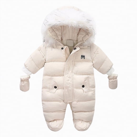 KPOPLK Toddler Snow Suit Winter Coat and Snow Pants Set, Baby Snowsuit Boys & Girls Snowsuit, Kids Toddler Snowsuit(9-12 Months,s47-Beige)