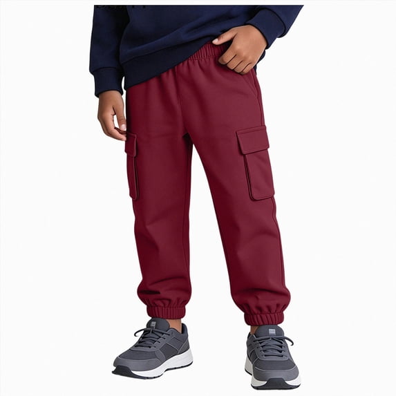 KPOPLK Toddler and Kids Boys Cargo Joggers Active Soft Pants with Functional Drawstring 2T 3T 4T 5T 6T 7T,Size 2 Years
