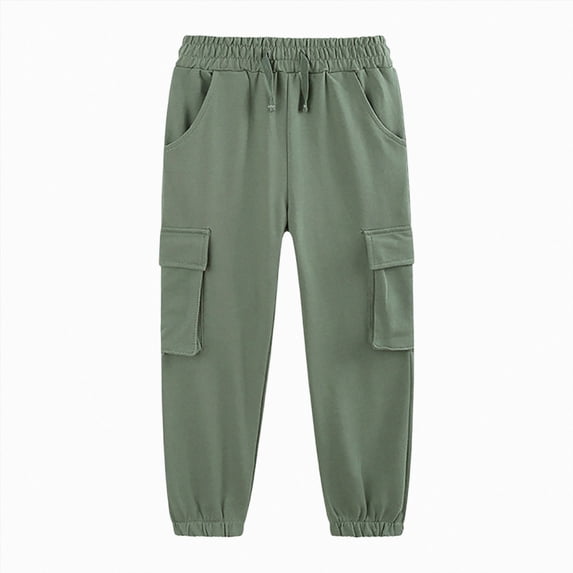 KPOPLK Toddler and Kids Boys Cargo Joggers Active Soft Pants with Functional Drawstring 2T 3T 4T 5T 6T 7T,Size 2 Years