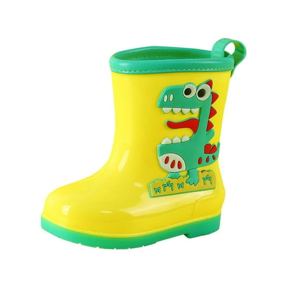 KPOPLK Toddler and Kids Waterproof Rain Boots with Easy-On Handles â Lightweight Slip-Resistant Outdoor Boots for Boys and Girls(3.5,F19-Yellow)