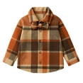 thumbnail image 1 of KPOPLK Toddlers and Kids Boys Girls Sherpa Lined Snap Flannel Shirt Jacket,Cozy Plaid Shacket Gender-Neutral(9-12 Months,Coffee), 1 of 2