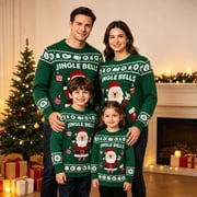 KPOPLK Ugly Christmas Sweater Women Men Light Up Christmas Sweater for Couples Kids Santa Xmas Pullover Cute,Size L