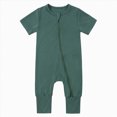 thumbnail image 1 of KPOPLK Unisex Baby Boy Girl 2/3 Pack Rompers Long Sleeve 2 Way Zipper One Piece Jumpsuits Clothes Sets(Green,12-18 Months), 1 of 9