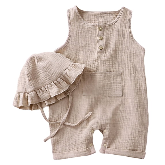 KPOPLK Unisex Baby Boye Girl Sleeveless Bodysuit Jumpsuit Cotton Romper Infant Clothing 0-24 Months Cartoon Animal Print Size 12-18 Months,Beige