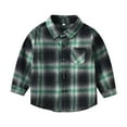 thumbnail image 1 of KPOPLK Unisex Baby Boys Girls Flannel Jackst Plaid Shacket Long Sleeve Lapel Botton Down Fall Winter Outwear Coat(7-8 Years,Green), 1 of 2