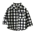 thumbnail image 1 of KPOPLK Unisex Baby Boys Girls Flannel Jackst Plaid Shacket Long Sleeve Lapel Botton Down Fall Winter Outwear Coat(9-10 Years,Grey), 1 of 2