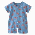 thumbnail image 1 of KPOPLK Unisex Baby Clothes Cartoon Romper Infant Summer Bodysuit Cotton Linen Jumpsuit Newborn One-Piece Soft Short Sleeve Size 6-12 Months,Sky Blue, 1 of 4