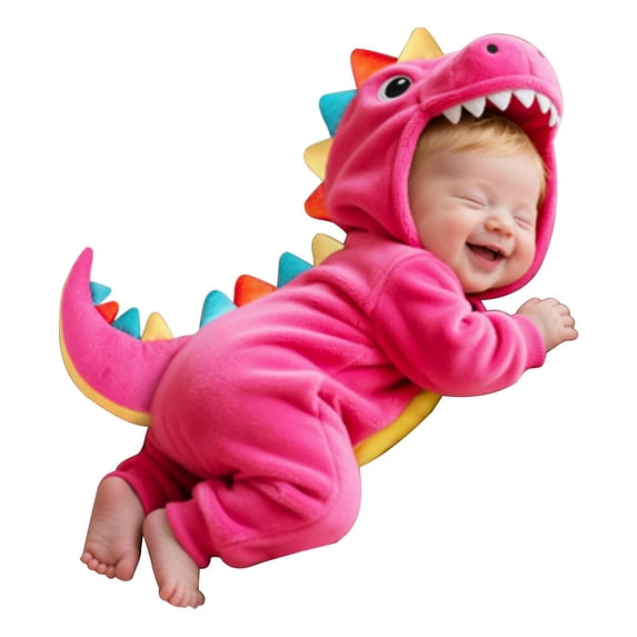 KPOPLK Unisex Baby Halloween Costume Hooded Romper 3 6 9 Months Infant Boys Girls Winter Dinosaur Jumpsuit Outfit(Hot Pink,1-3 Months)