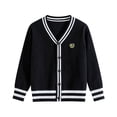 thumbnail image 1 of KPOPLK Unisex Boy' Girls' Cardigans Sweater V-Neck Long Sleeve Button Cotton Knit Sweaters(13-15 Years,R46-Black), 1 of 4