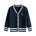 thumbnail image 1 of KPOPLK Unisex Boy' Girls' Cardigans Sweater V-Neck Long Sleeve Button Cotton Knit Sweaters(3-4 Years,R49-Navy), 1 of 4