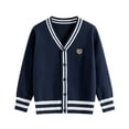 thumbnail image 1 of KPOPLK Unisex Boy' Girls' Cardigans Sweater V-Neck Long Sleeve Button Cotton Knit Sweaters(7-9 Years,R49-Navy), 1 of 4