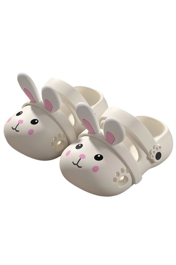 Unisex Cloud Bow Slide & Shower Slippers - Non-Slip Slip-On Kids Beach Pool Indoor Outdoor Shoes Size 2.5,White