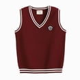 thumbnail image 1 of KPOPLK Unisex Cotton V-Neck Sweater Vest for 2-17 Years Fall Winter Teen Boy Girl Cotton School Uniform Sleeveless Sweaters(13-14 Years,Wine), 1 of 8