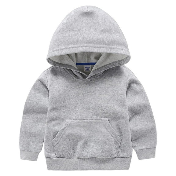 KPOPLK Unisex Kids Halloween Hoodie with Kangaroo Pocket Solid Color Sweatshirt for Boy Girl 5-42 Years(7-8 Years,Grey)