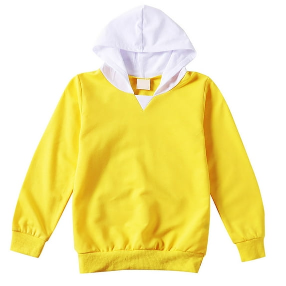 KPOPLK Kids Halloween Hoodie with Kangaroo Pocket Solid Color Sweatshirt for Boy Girl 5-14 Years(14-15 Years,Yellow)
