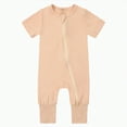 thumbnail image 1 of KPOPLK Unisex Baby Romper Ribbed Onesie Long/Short Sleeve Jumpsuit(Beige,0-3 Months), 1 of 9