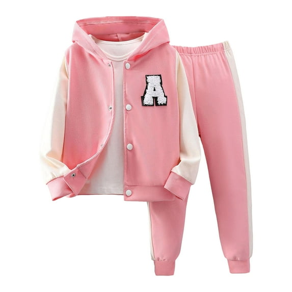 KPOPLK Velour Zip Up Hoodie and Jogger Pants Outfit Set Toddler to Big Kid(1-2 Years,F2-Pink)