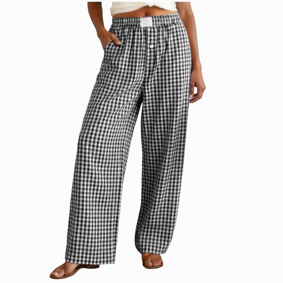 KPOPLK Wide Leg Pants for Woman Stretchy Work Dress Pants Women Trendy Business Casual Outfits Comfort Fit Slacks Trousers(Black,S)