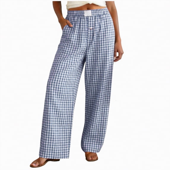 KPOPLK Wide Leg Pants for Woman Stretchy Work Dress Pants Women Trendy Business Casual Outfits Comfort Fit Slacks Trousers(Blue,S)
