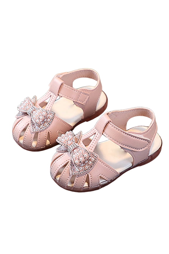 Wide Toe Box Toddler Shoes Girls Sandals Kids Breathable Lightweight Soft Flexible Non Slip Adjustable Hook and Loop(Pink,5)