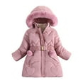 thumbnail image 1 of KPOPLK Winter Puffer Coats for Kids Baby Boys Girls Light Puffer Padded Jacket Bear Hoods Outerwear(5-6 Years,Pink), 1 of 5
