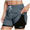 thumbnail image 1 of KPOPLK Women 2 in 1 Running Shorts High Waisted Athletic Shorts Gym Workout Shorts with Mesh Liner Zipper Pockets S-2XL Size S,Dark Gray, 1 of 8