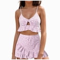thumbnail image 1 of KPOPLK Women Plus Size Tankini Swimsuits Tummy Control 2 Piece Bathing Suit Ruffled Swimwear with Shorts Size S,Pink, 1 of 9