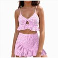 thumbnail image 1 of KPOPLK Women Plus Size Tankini Swimsuits Tummy Control 2 Piece Bathing Suit Ruffled Swimwear with Shorts Size S,Purple, 1 of 9