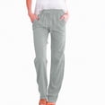 thumbnail image 1 of KPOPLK Women Summer Elastic Waist Drawstring Cotton Linen Palazzo Pants Wide Leg Long Lounge Beach Pant Trousers with Pocket Size L,Grey, 1 of 5