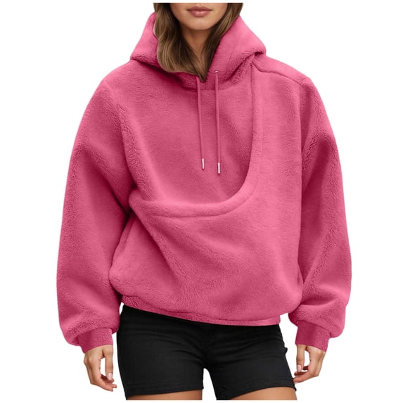 KPOPLK Maternity Baby Wearing Jacket, Women's 2-in-1 Winter Coat with Kangaroo Pocket, Heavyweight Fleece Pullover for Mother and Infant Size S