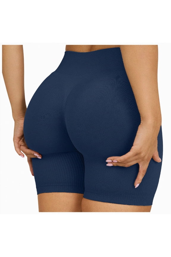 Women's 3"/5" High Waisted Biker Shorts - Spandex Yoga, Workout, Cycling, Volleyball, Dance Athletic Booty Shorts,Navy,Size M
