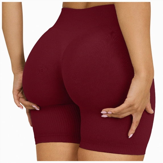 KPOPLK Women's 3"/5" High Waisted Biker Shorts - Spandex Yoga, Workout, Cycling, Volleyball, Dance Athletic Booty Shorts,Wine,Size M