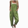 thumbnail image 1 of KPOPLK Women's Casual Wide Leg Overalls Loose Fit Jumpsuits Solid Color Adjustable Strap Bib Romper Fall Clothes Green XL, 1 of 4