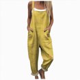 thumbnail image 1 of KPOPLK Women's Casual Wide Leg Overalls Loose Fit Jumpsuits Solid Color Adjustable Strap Bib Romper Fall Clothes Yellow S, 1 of 5