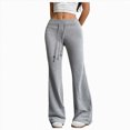 thumbnail image 1 of KPOPLK Women's Low Rise Flare Sweat Pants Drawstring Elastic Waist Bell Bottom Sweatpants with Pockets Casual Lounge Trousers,Size XL, 1 of 7