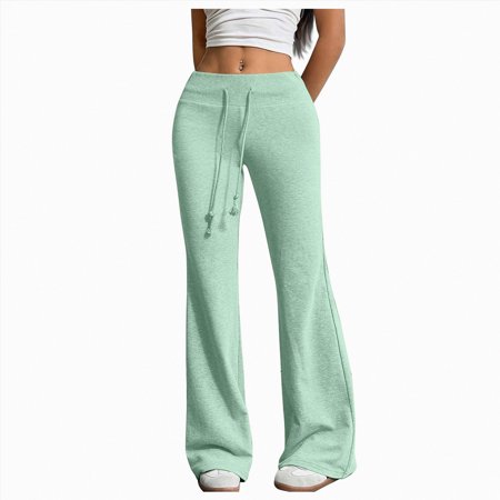KPOPLK Women's Low Rise Flare Sweat Pants Drawstring Elastic Waist Bell Bottom Sweatpants with Pockets Casual Lounge Trousers,Size XXL