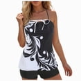 thumbnail image 1 of KPOPLK Women's Plus Size Tankini Top Set Floral Ruffle Hem Knot Front High Waisted 2 Piece Bathing Suit Size M,Black, 1 of 6